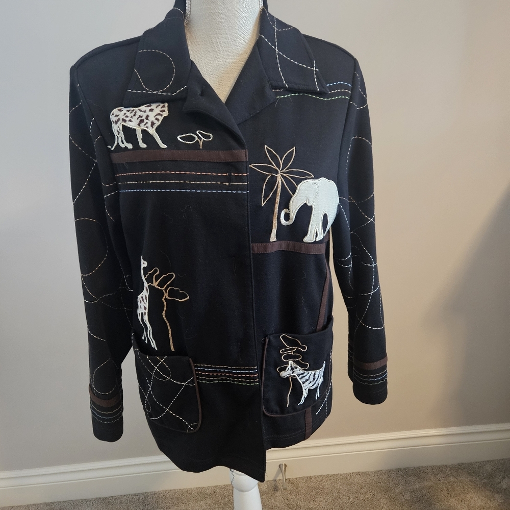 Barely Worn Nice Elephant Zebra Graraffe Jacket - image 1